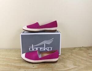 New Dansko Espadrilles Sandals 5.5 Pink Leather Lesley Slip On 36 Loafers Shoes